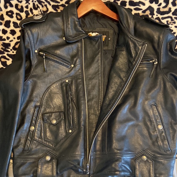GENUINE LEATHER Harley Davidson Motorcycles One of a kind vintage leather jacket - Picture 6 of 14